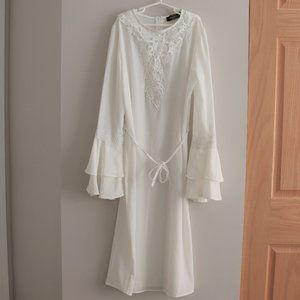 Selma Sari White Lace Dress with Ruffle Bell Sleeves